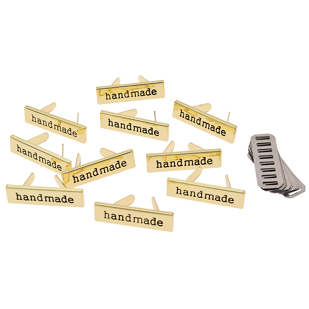 10Pcs Handmade Metal Labels Clothing Jeans Shoes Bag Tags Decor Accessories DIY - Foto 13 di 17