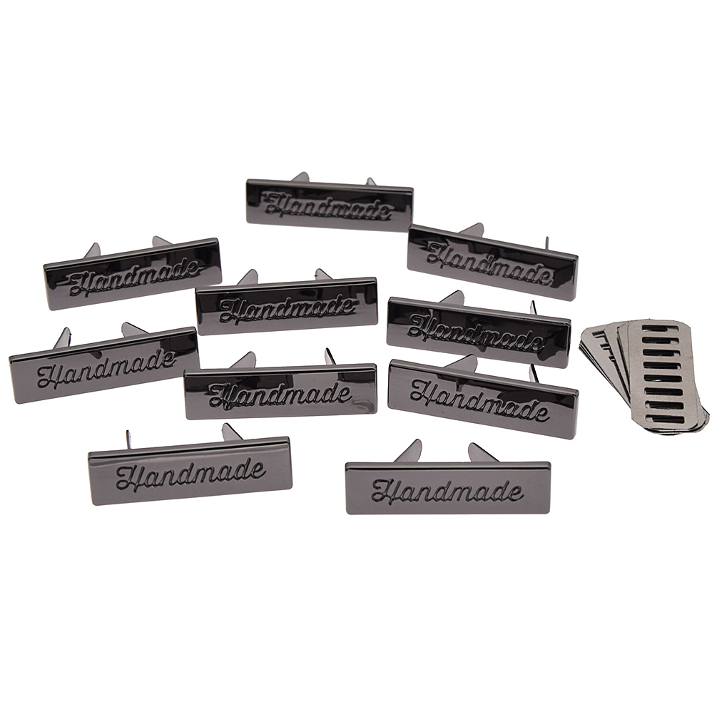 10Pcs Handmade Metal Labels Clothing Jeans Shoes Bag Tags Decor Accessories DIY - Foto 15 di 17
