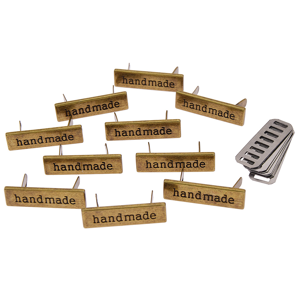 10Pcs Handmade Metal Labels Clothing Jeans Shoes Bag Tags Decor Accessories DIY - Foto 17 di 17