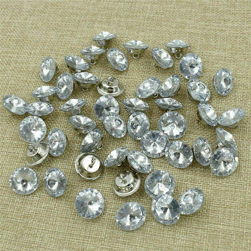 50Pcs Crystal Rhinestone Shank Button Sofa Upholstery Garment Sewing Decor DIY - Picture 10 of 11