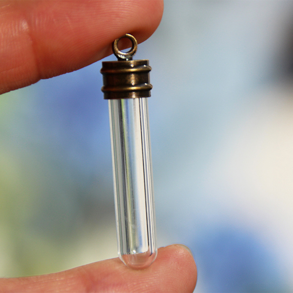 10X Clear Mini Empty Glass Bottle Wish Pendant Necklace Vials Jewelry Xmas Craft - Imagen 13 de 16