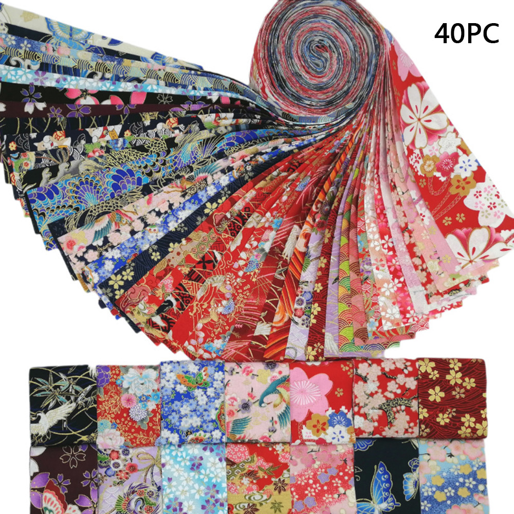 10/40Pcs Japanese Cotton Fabric Strips Jelly Roll Patchwork Clothing Sewing DIY