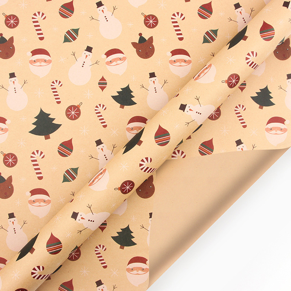 Christmas Wrapping Paper Sheet Tree Snowman Packaging Gift Box Xmas Decor Art