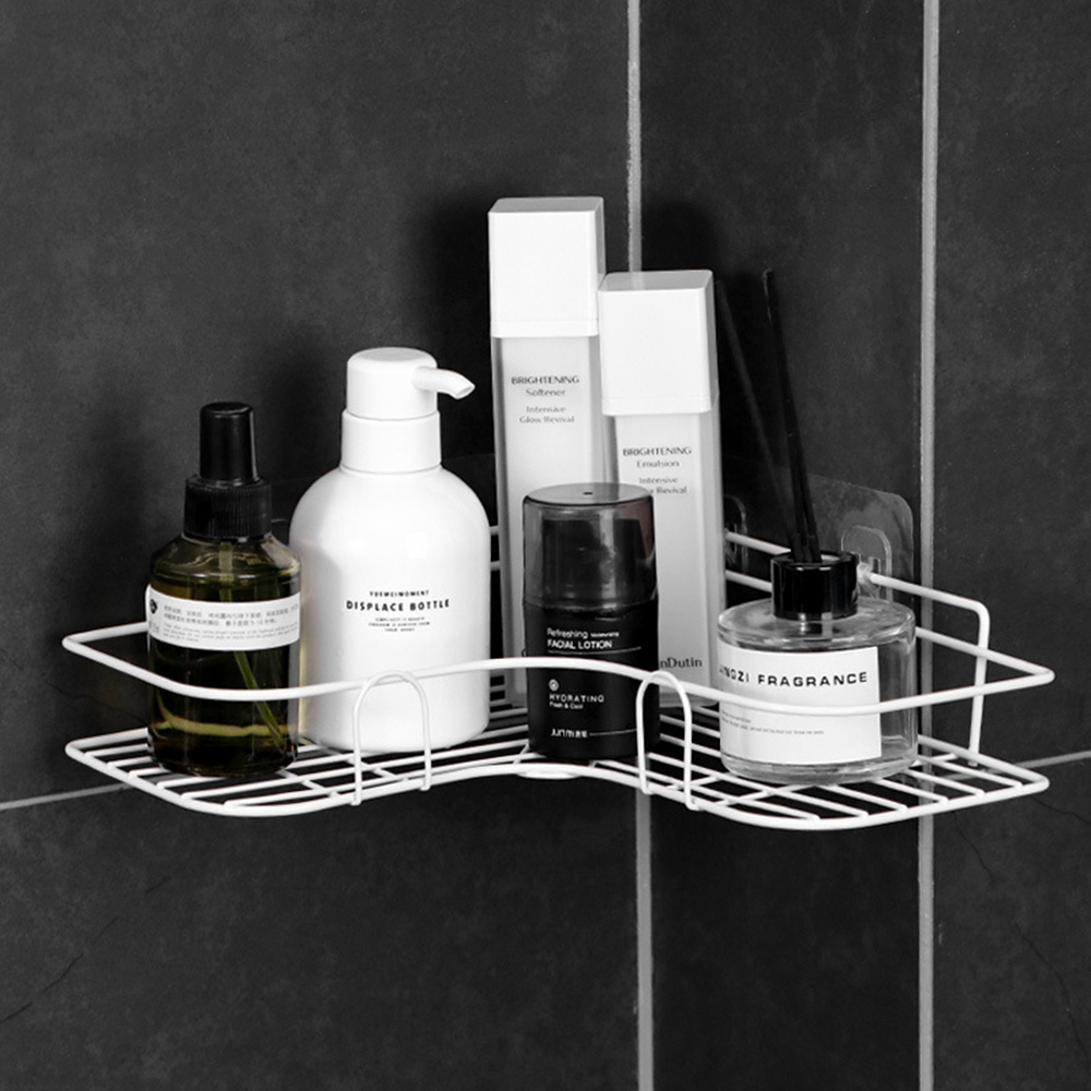 1pc Bathroom Shelf, Wall Hanging Toilet Storage Rack, Stainless Steel  Bathroom Tray, Wall Mounted Corner Shower Caddy With Hooks, Bathroom  Accessories