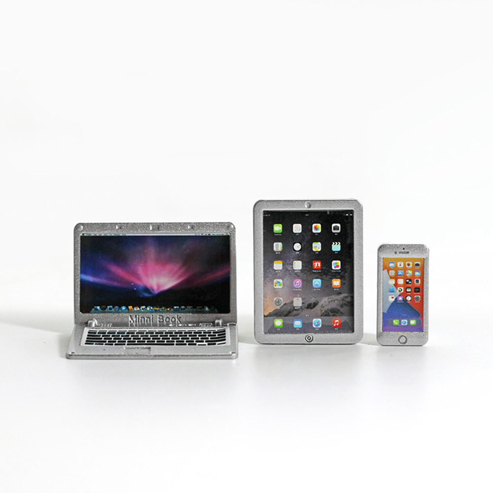 Dollhouse Miniature Set Laptop Computer Tablet Cellphone Toy Model Kids Gift - Picture 15 of 15