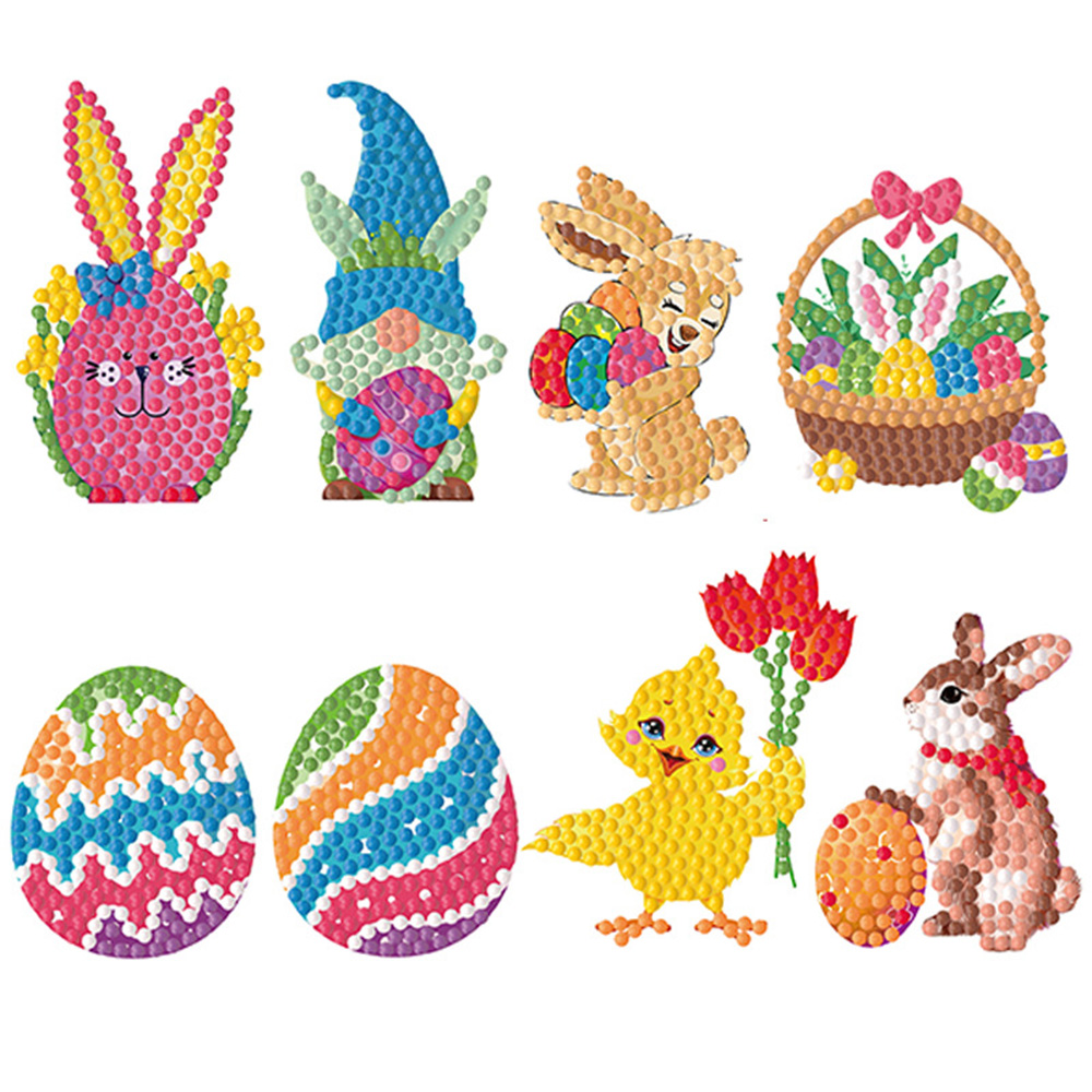 1 Set Easter Diamond Painting Sticker Egg Cross Stitch Picture Kids Art  Craft