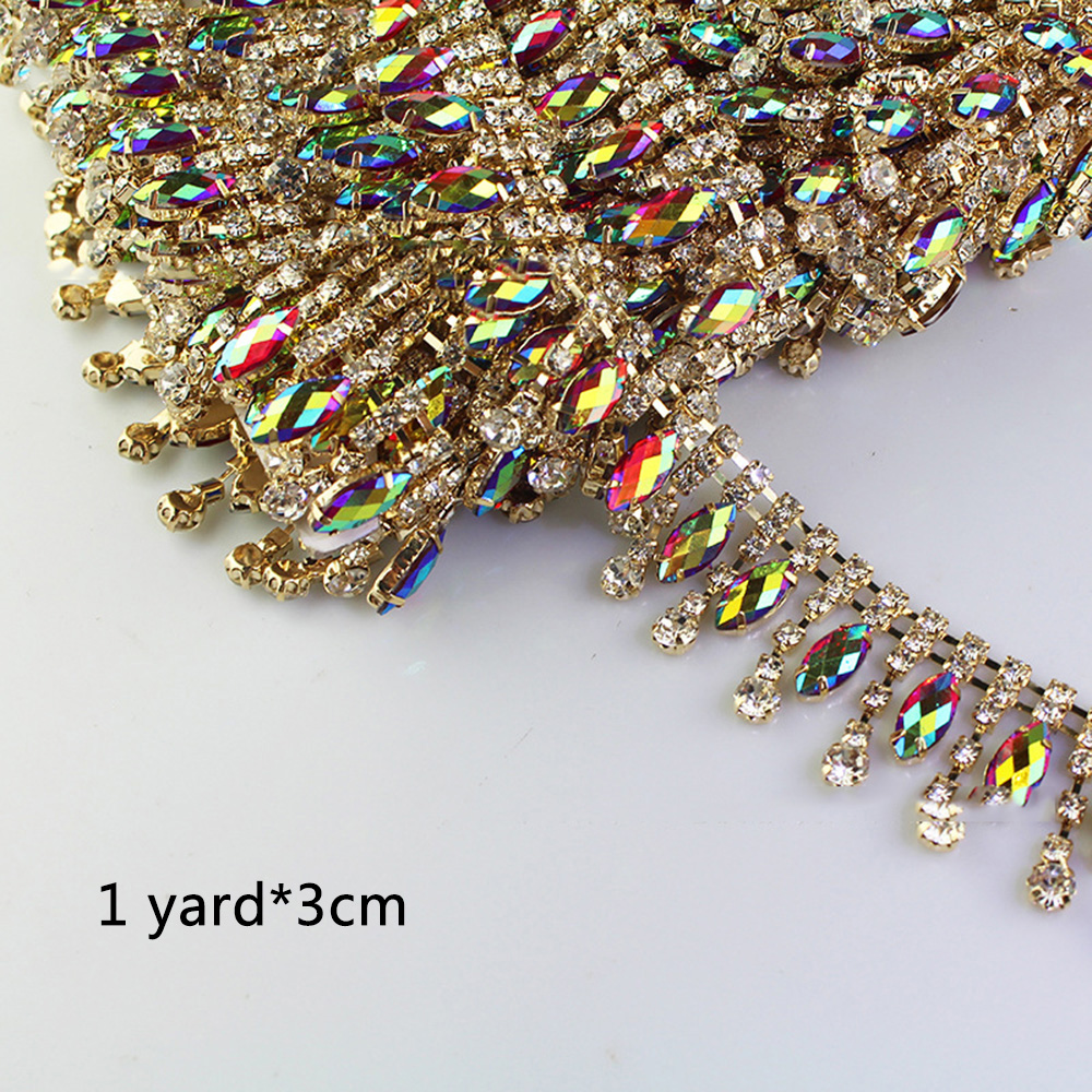 AB Rhinestone Fringe Trim Chain Tassel Clothing Decor Shoes