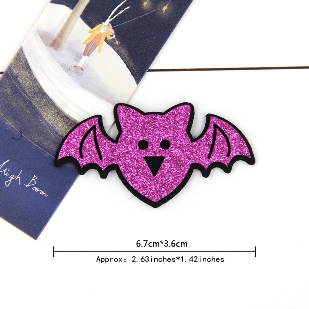 20pc Halloween Pumpkin Bat Glitter Patches Fake Leather Applique Sew on Clothing - Picture 22 of 23