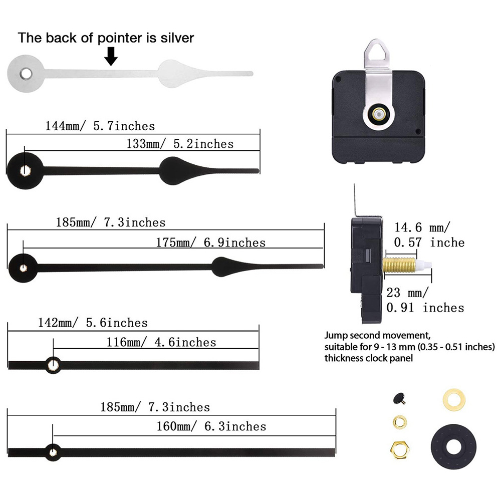 Quartz Wall Clock Metal Hands Movement Mechanism DIY Kit Replace Repair Parts - Picture 15 of 17
