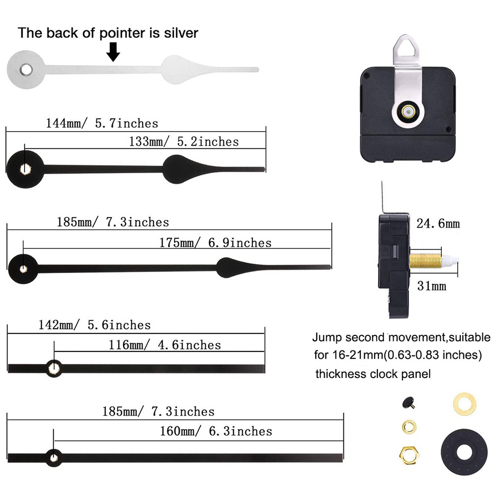 Quartz Wall Clock Metal Hands Movement Mechanism DIY Kit Replace Repair Parts - Picture 17 of 17