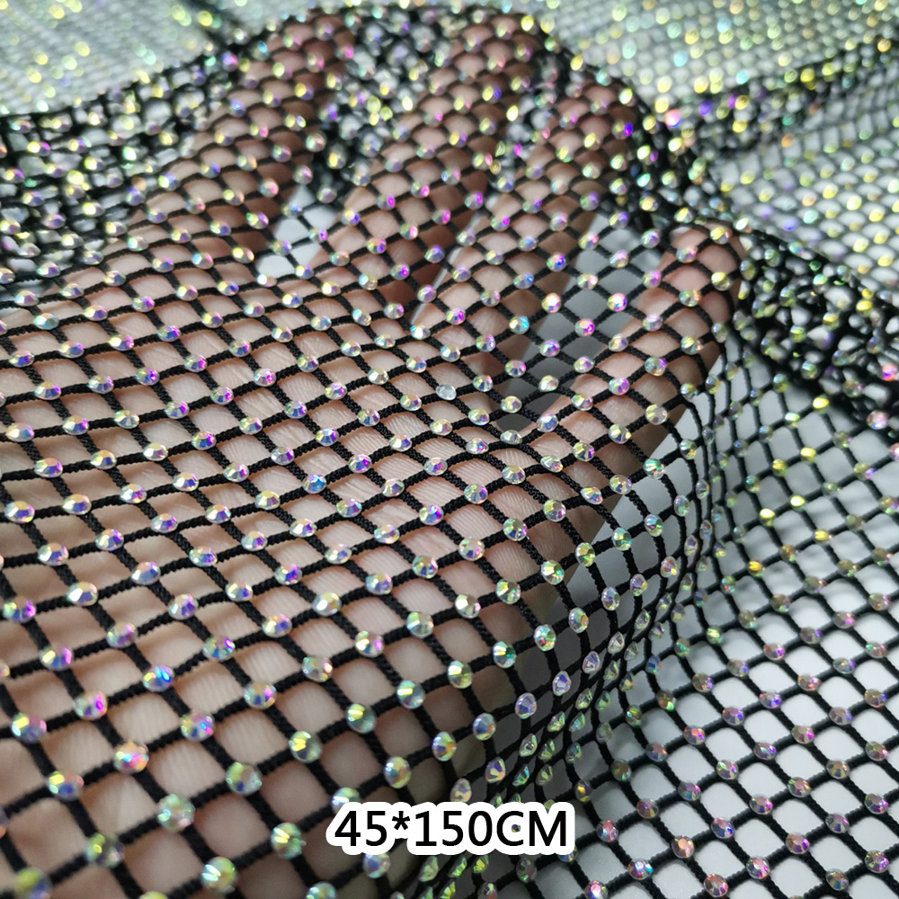 Diamante Fishing Net Mesh Fabric Large Holes Mesh Material Dress Sewing 1  Yard