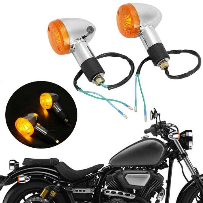 2-Piece Chrome Bullet Turn Signal Lights For 2002 Honda Shadow VLX 600 VT600CD Deluxe