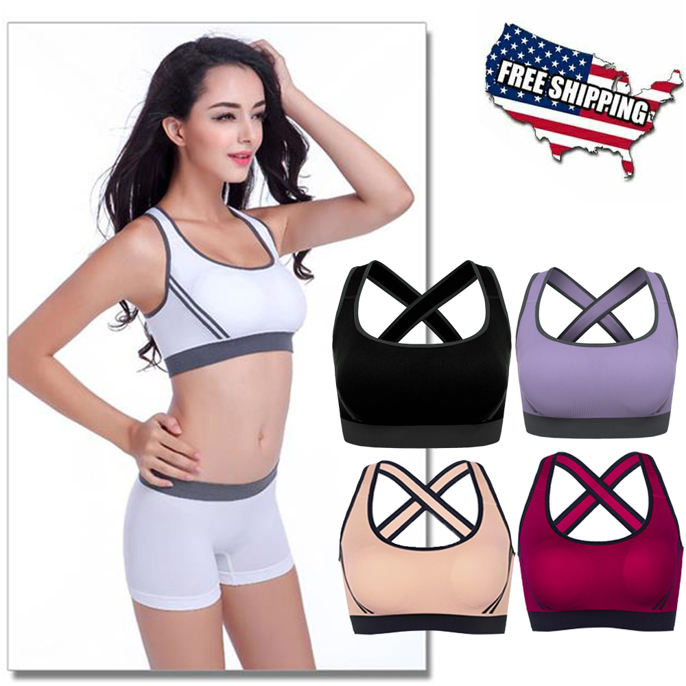 YUDESEN Sports Bra for Women,Y Cross Back Padded Strappy