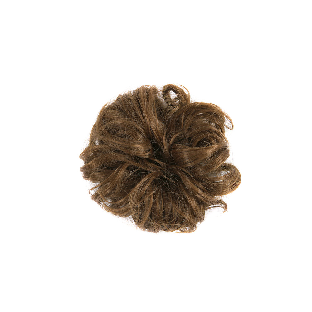 Wedding Hair Accessories Wavy Curly Hair with Messy Donut Synthetic Wig USA