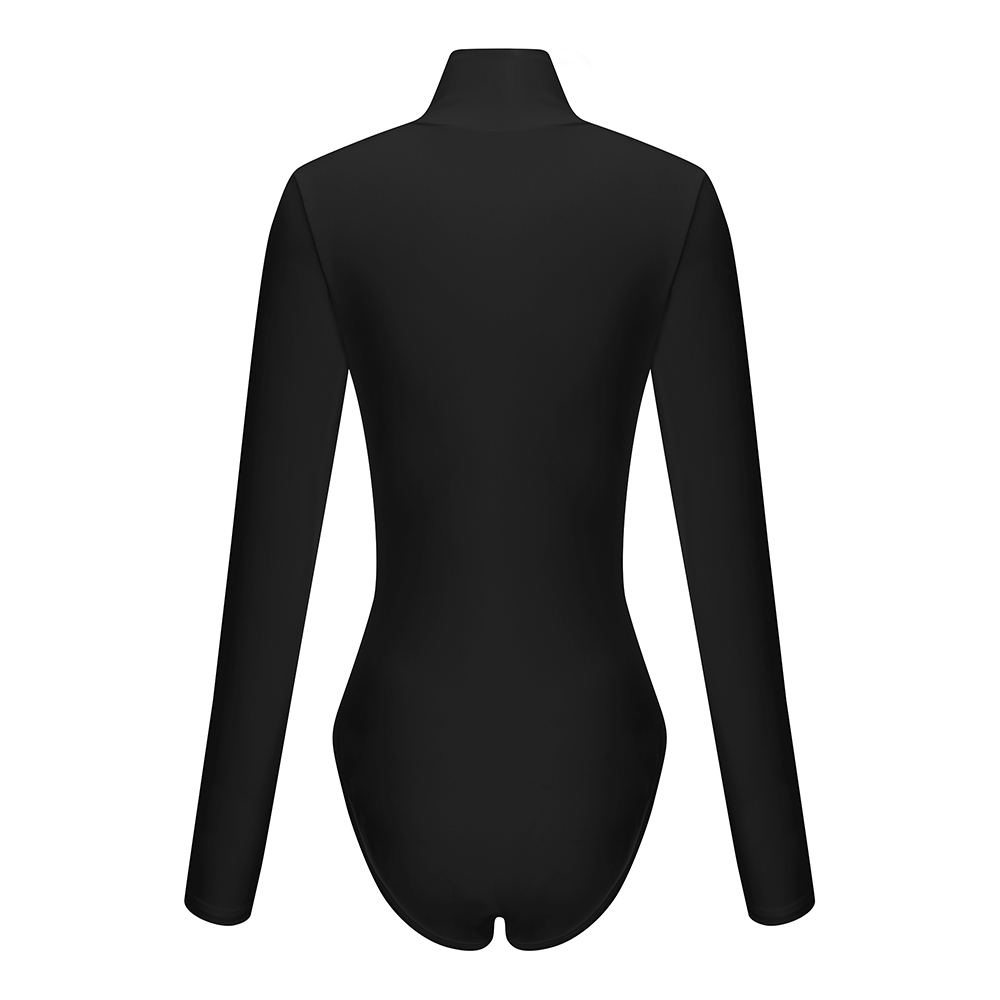 ACTIVE UNIFORMS Bodysuit For Women Long Sleeve Scoop Neck Body  Suit-Breathable Cotton Stretch (Black, Small) 