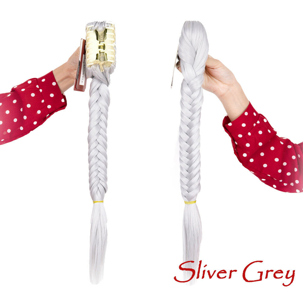 21" Synthetic Hair Braided Plaited Fishbone Ponytail Extension Chignon Hairpiece
