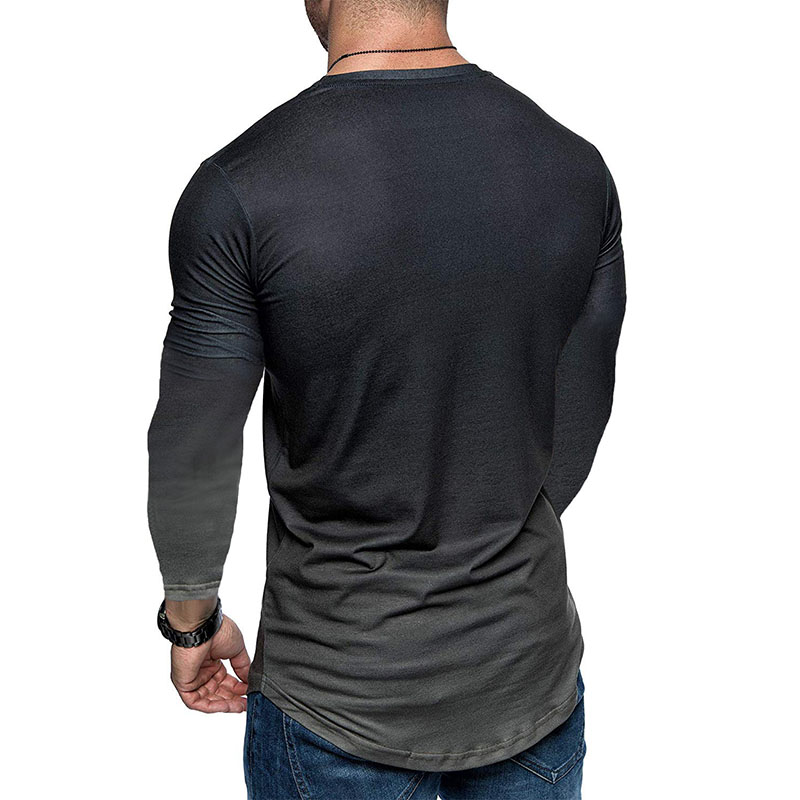 Plus Size Mens Crew Neck Workout T Shirts Tops Long Sleeve Slim Fit ...