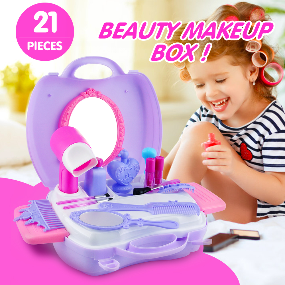 Little Girls Make Up Case Cosmetic Set Pretend Play Kids Beauty Salon ...
