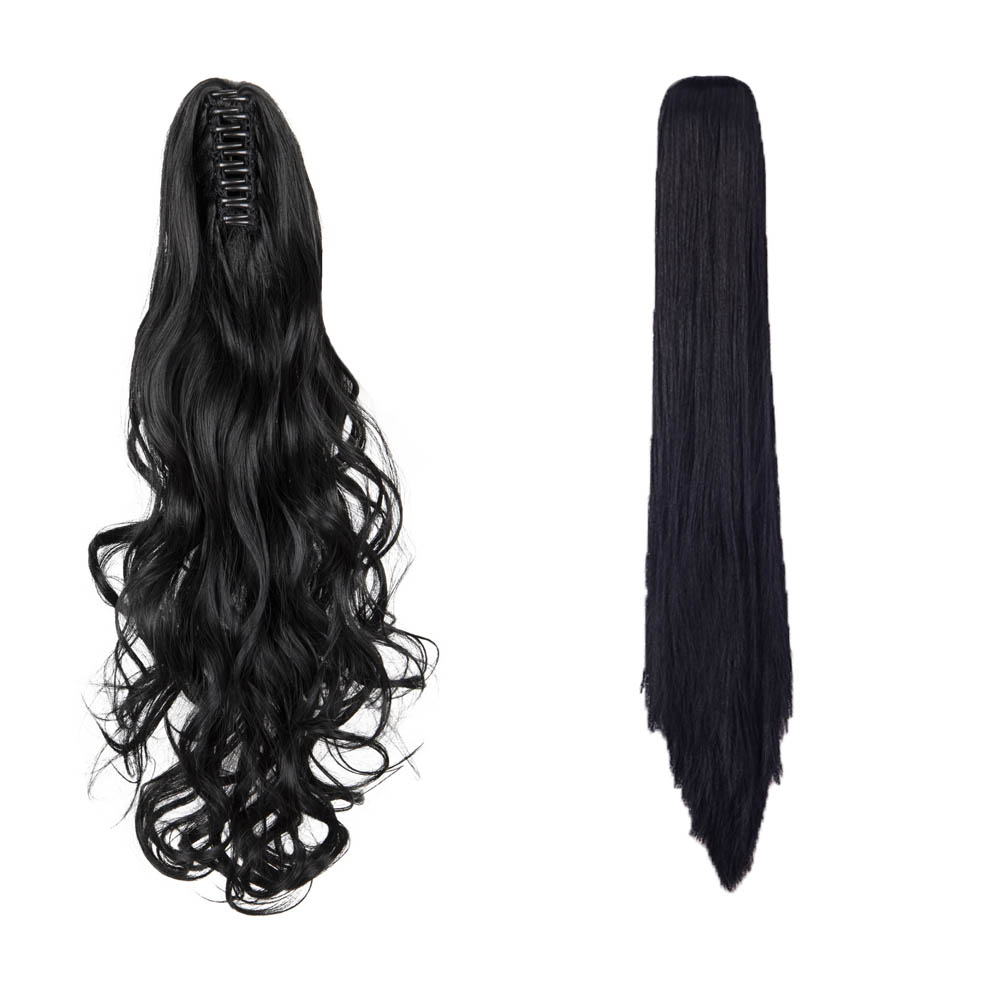 Long Ponytail Wavy Claw Curly Straight Thick Synthetic Hair Extension Cosplay US - Picture 13 of 33