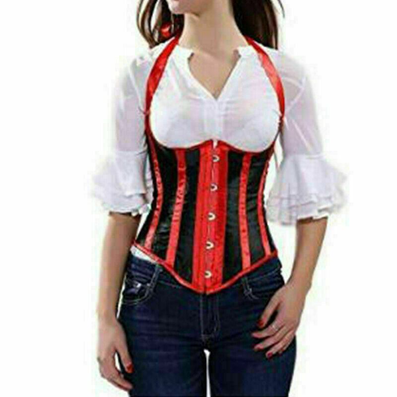 Women Lace Up Underbust Waist Corset Princess Dress Tops Bustier Shaper - Picture 34 of 78