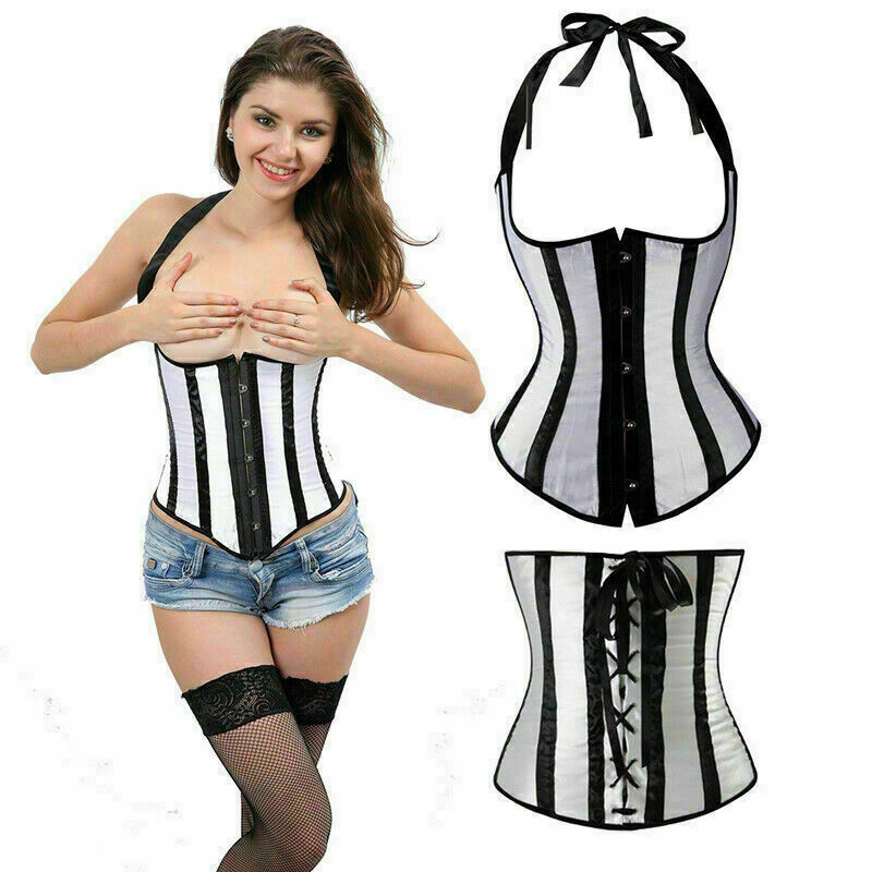 Women Lace Up Underbust Waist Corset Princess Dress Tops Bustier Shaper - Picture 36 of 78
