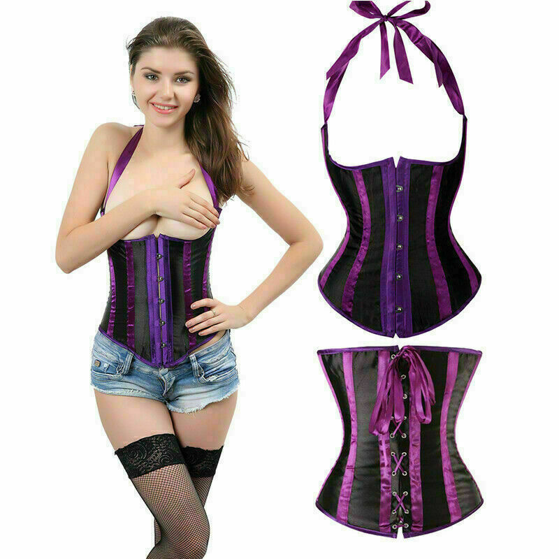 Women Lace Up Underbust Waist Corset Princess Dress Tops Bustier Shaper - Picture 39 of 78