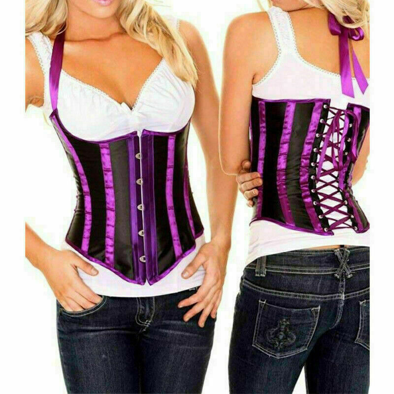 Women Lace Up Underbust Waist Corset Princess Dress Tops Bustier Shaper - Picture 40 of 78