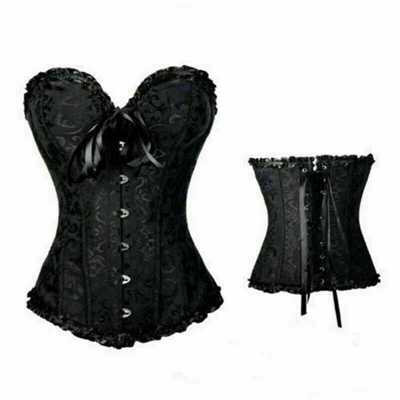 Women Lace Up Underbust Waist Corset Princess Dress Tops Bustier Shaper - Picture 42 of 78