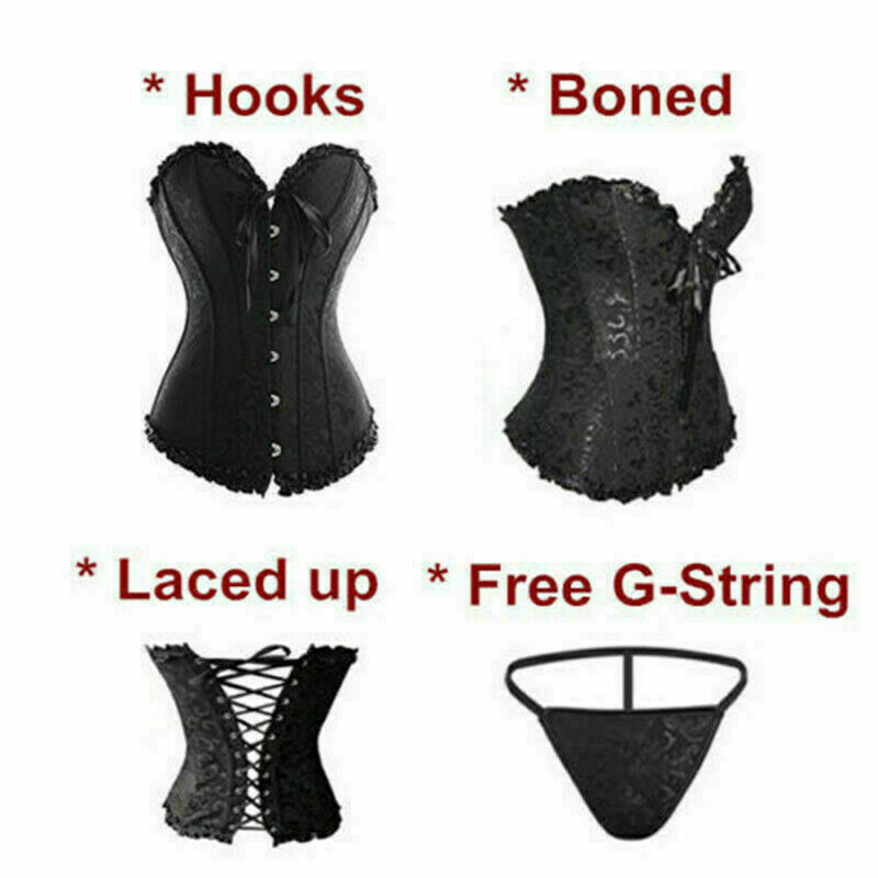 Women Lace Up Underbust Waist Corset Princess Dress Tops Bustier Shaper - Picture 45 of 78