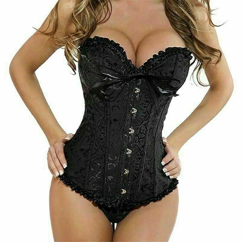 Women Lace Up Underbust Waist Corset Princess Dress Tops Bustier Shaper - Picture 46 of 78