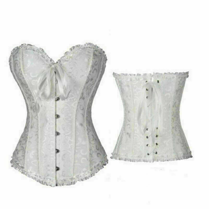Women Lace Up Underbust Waist Corset Princess Dress Tops Bustier Shaper - Picture 47 of 78
