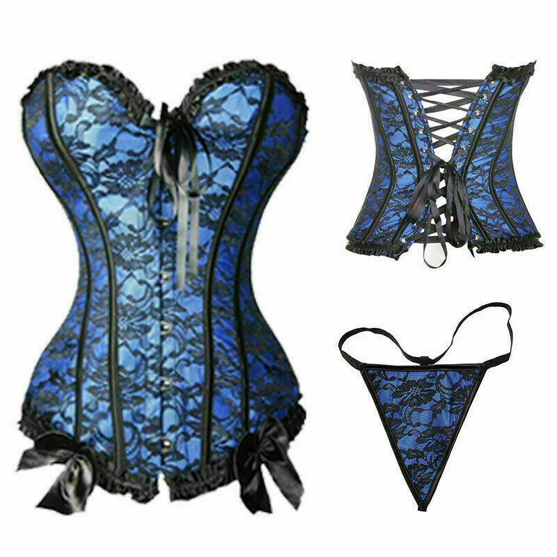 Women Lace Up Underbust Waist Corset Princess Dress Tops Bustier Shaper - Picture 54 of 78