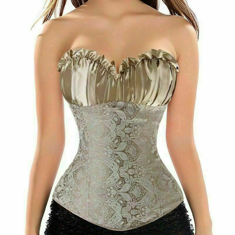Women Lace Up Underbust Waist Corset Princess Dress Tops Bustier Shaper - Picture 57 of 78