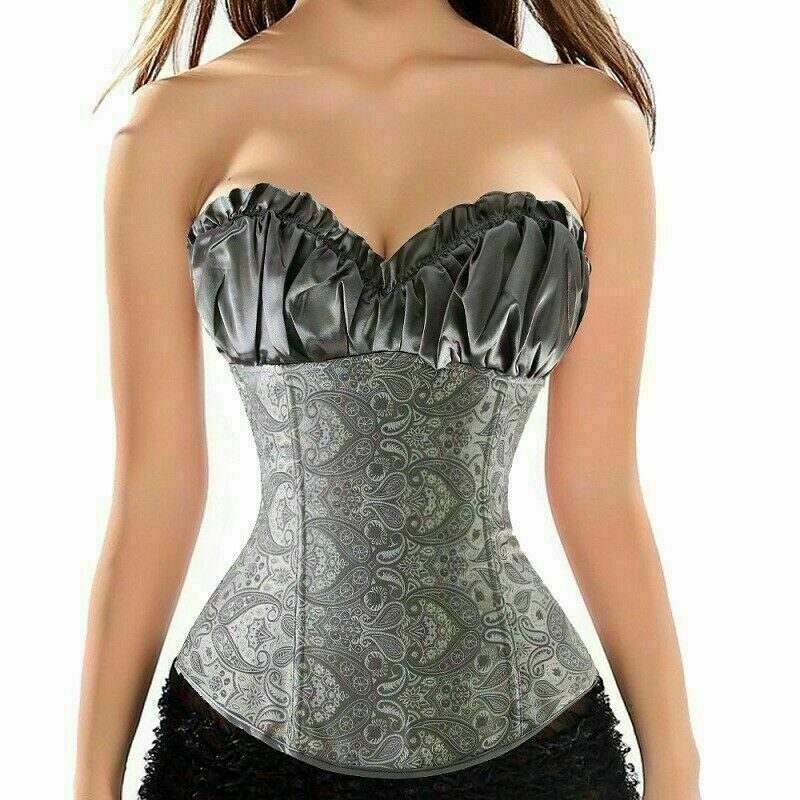 Women Lace Up Underbust Waist Corset Princess Dress Tops Bustier Shaper - Picture 59 of 78