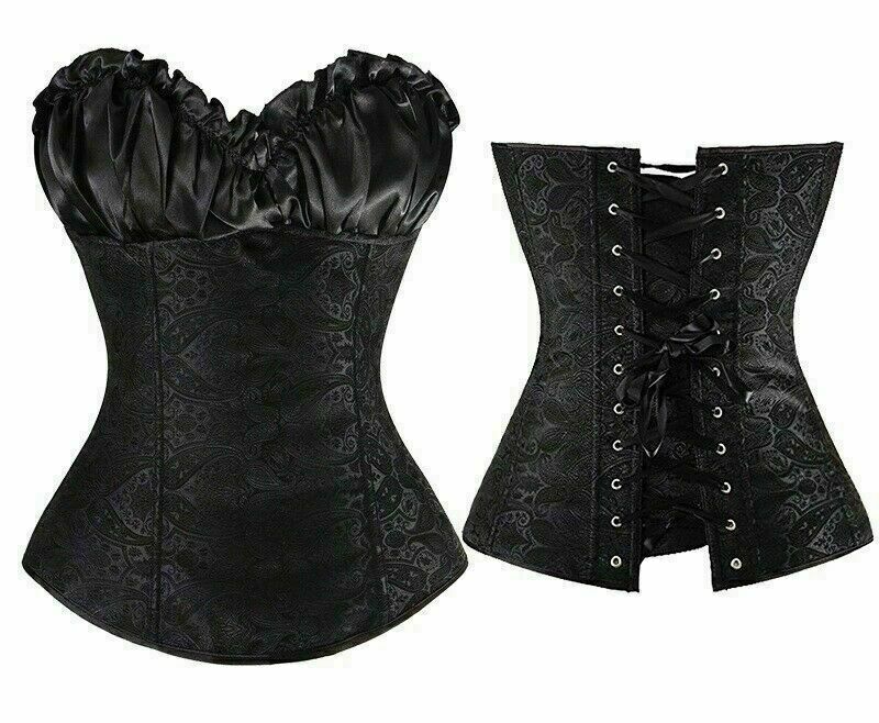 Women Lace Up Underbust Waist Corset Princess Dress Tops Bustier Shaper - Picture 60 of 78