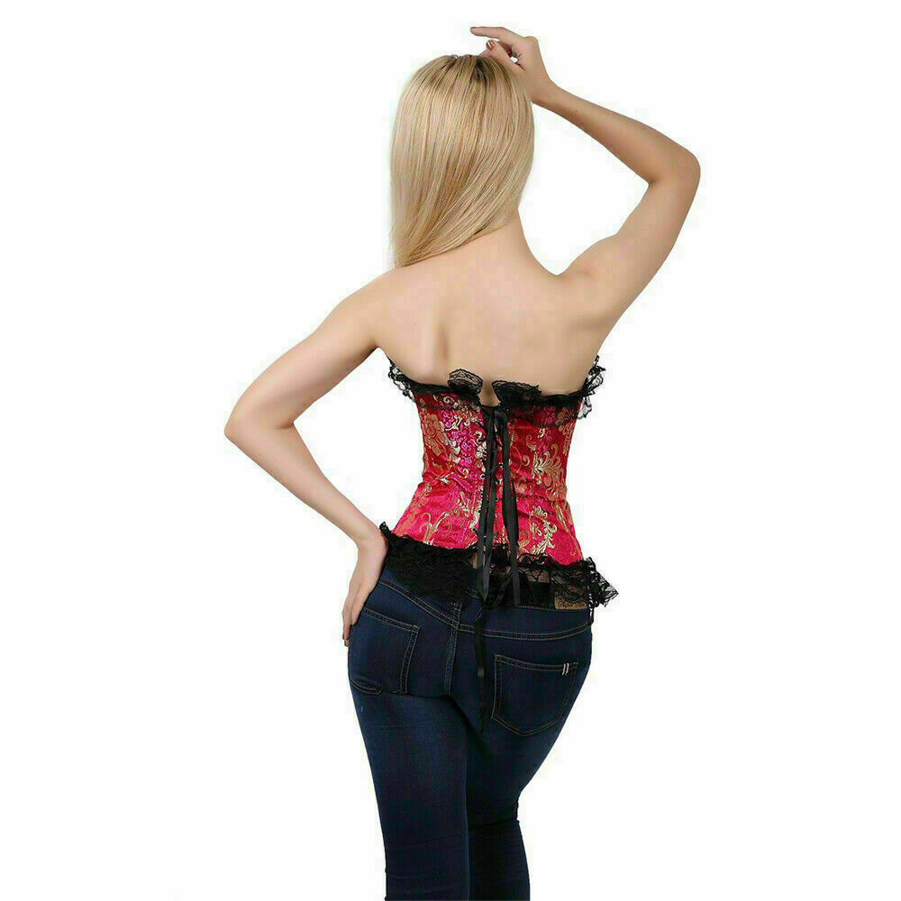 Women Lace Up Underbust Waist Corset Princess Dress Tops Bustier Shaper - Picture 64 of 78