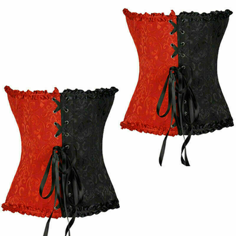 Women Lace Up Underbust Waist Corset Princess Dress Tops Bustier Shaper - Picture 69 of 78