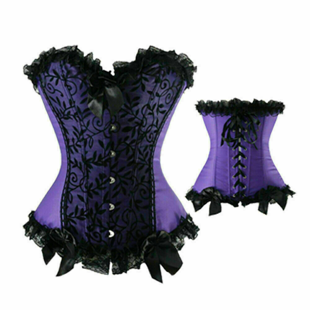 Women Lace Up Underbust Waist Corset Princess Dress Tops Bustier Shaper - Picture 70 of 78