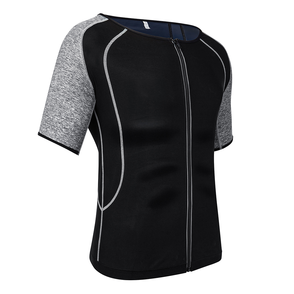 Men Fitness Polymer Sauna Sweat Shaper Burn Fat Fast T-Shirt Corset Top Vest TBN