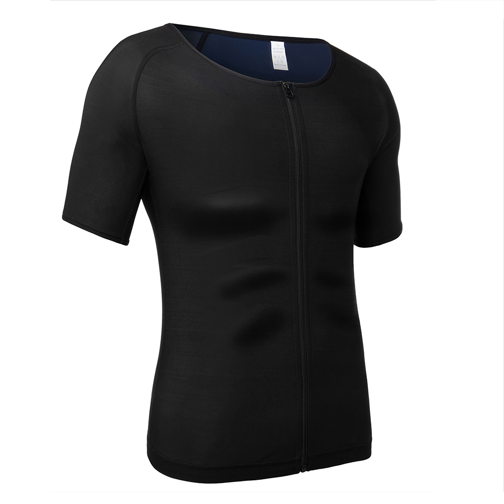 Men Fitness Polymer Sauna Sweat Shaper Burn Fat Fast T-Shirt Corset Top Vest TBN