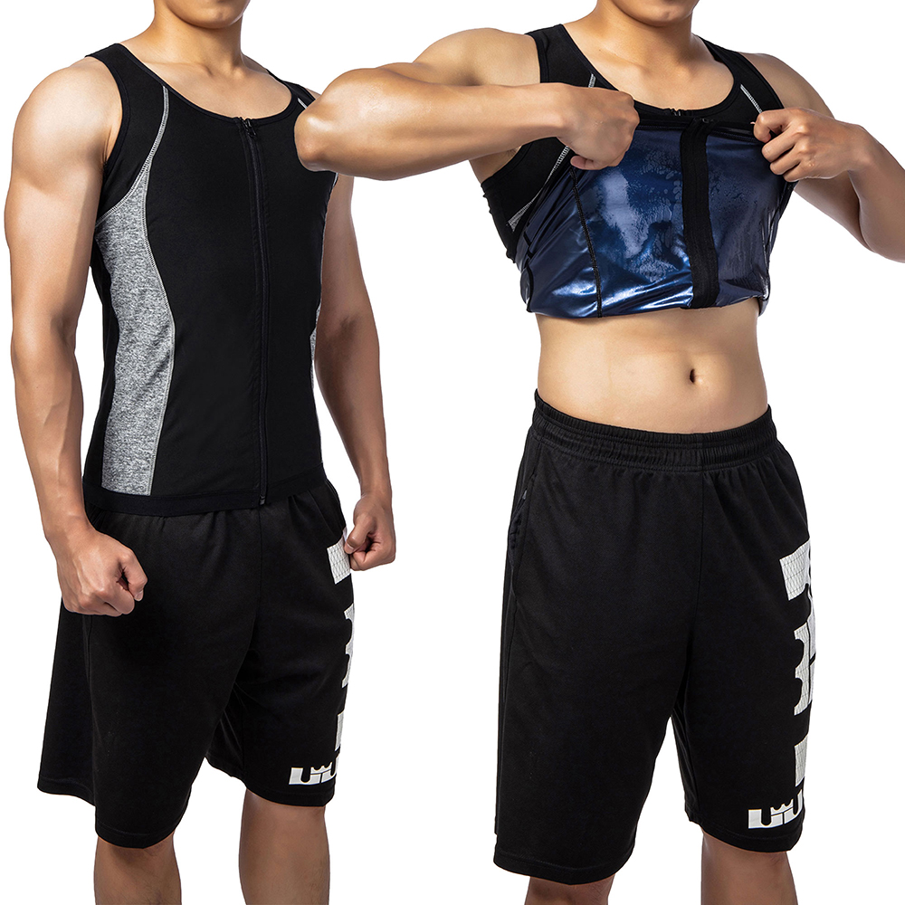 Men Fitness Polymer Sauna Sweat Shaper Burn Fat Fast T-Shirt Corset Top Vest TBN