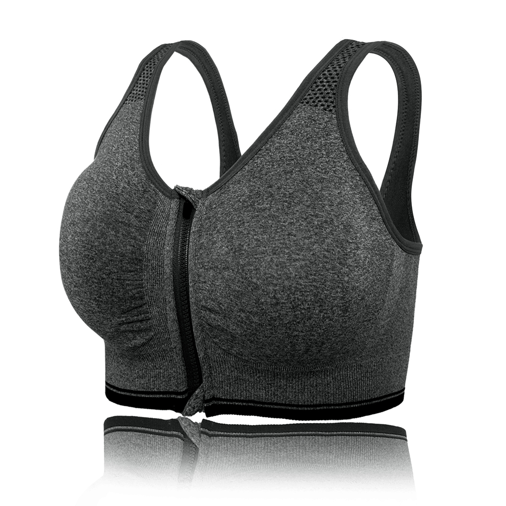 Women's Bra Front Zipper Closure Adjustable Straps Padded Sports Vest Bra  TBN US