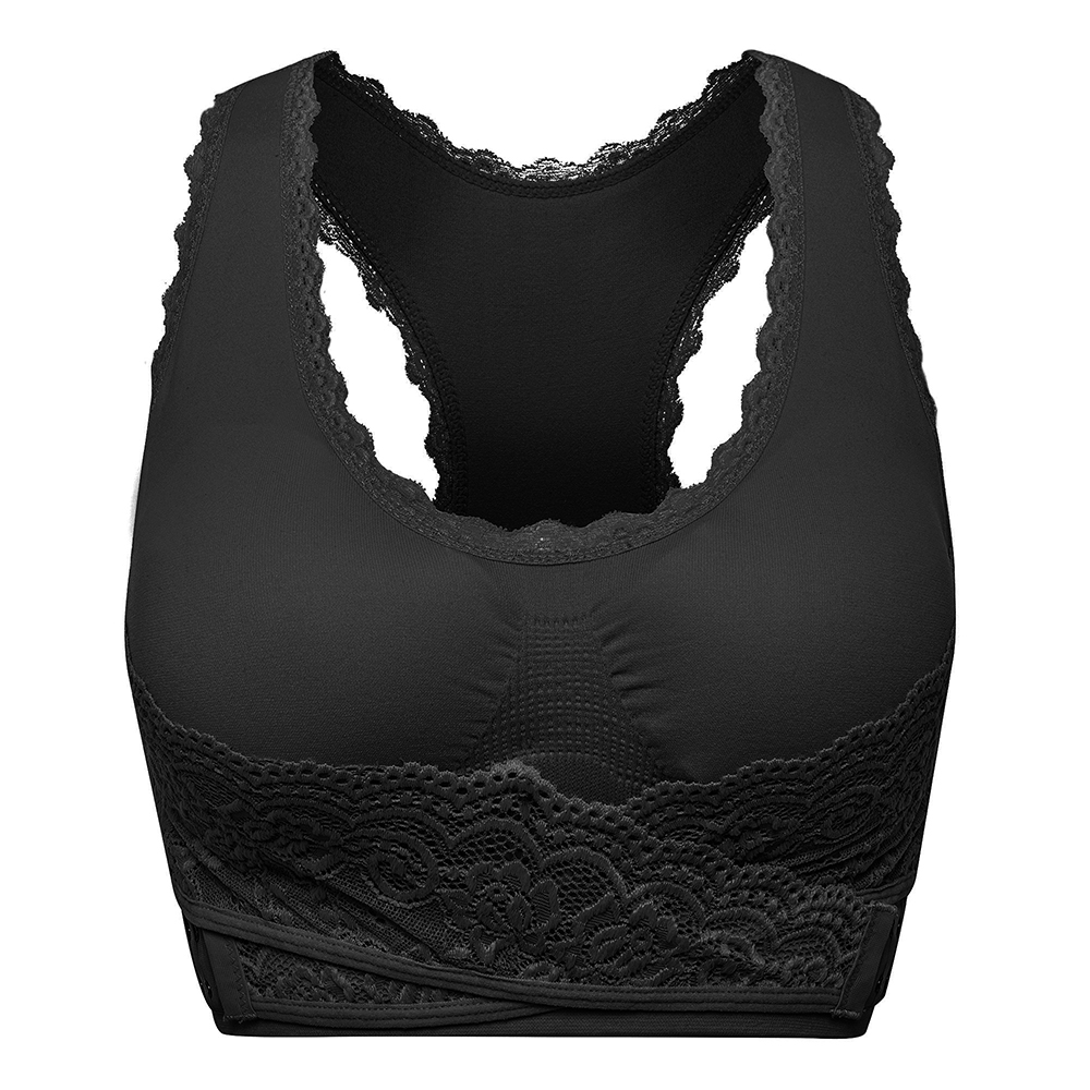 Women Bra Seamless Front Cross Side Button Lace Yoga Underwear Bras BIKINI Vest - Picture 13 of 46