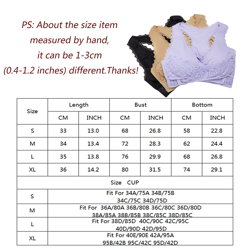 Women Bra Seamless Front Cross Side Button Lace Yoga Underwear Bras BIKINI Vest - Picture 16 of 46
