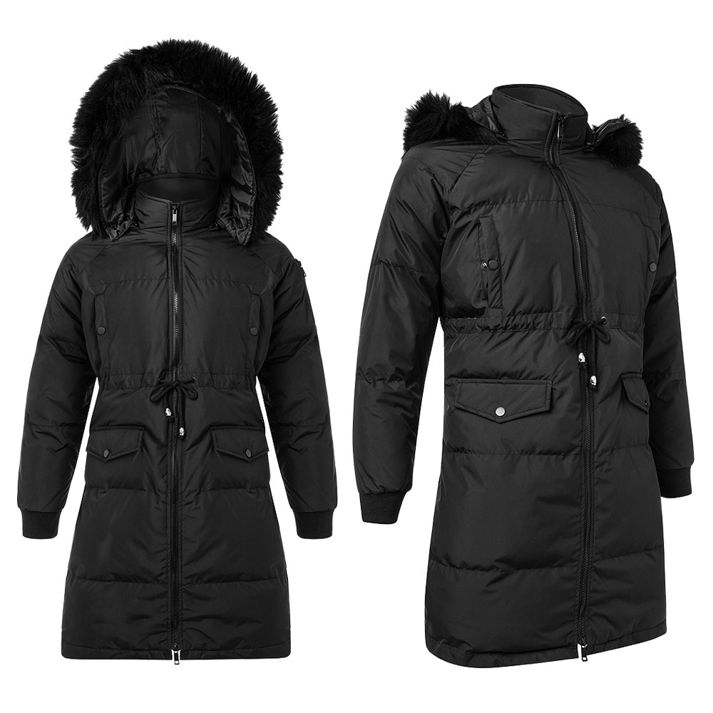 Women's Winter Warm Fur Collar Hooded Long Coat Jacket Parka Outwear
