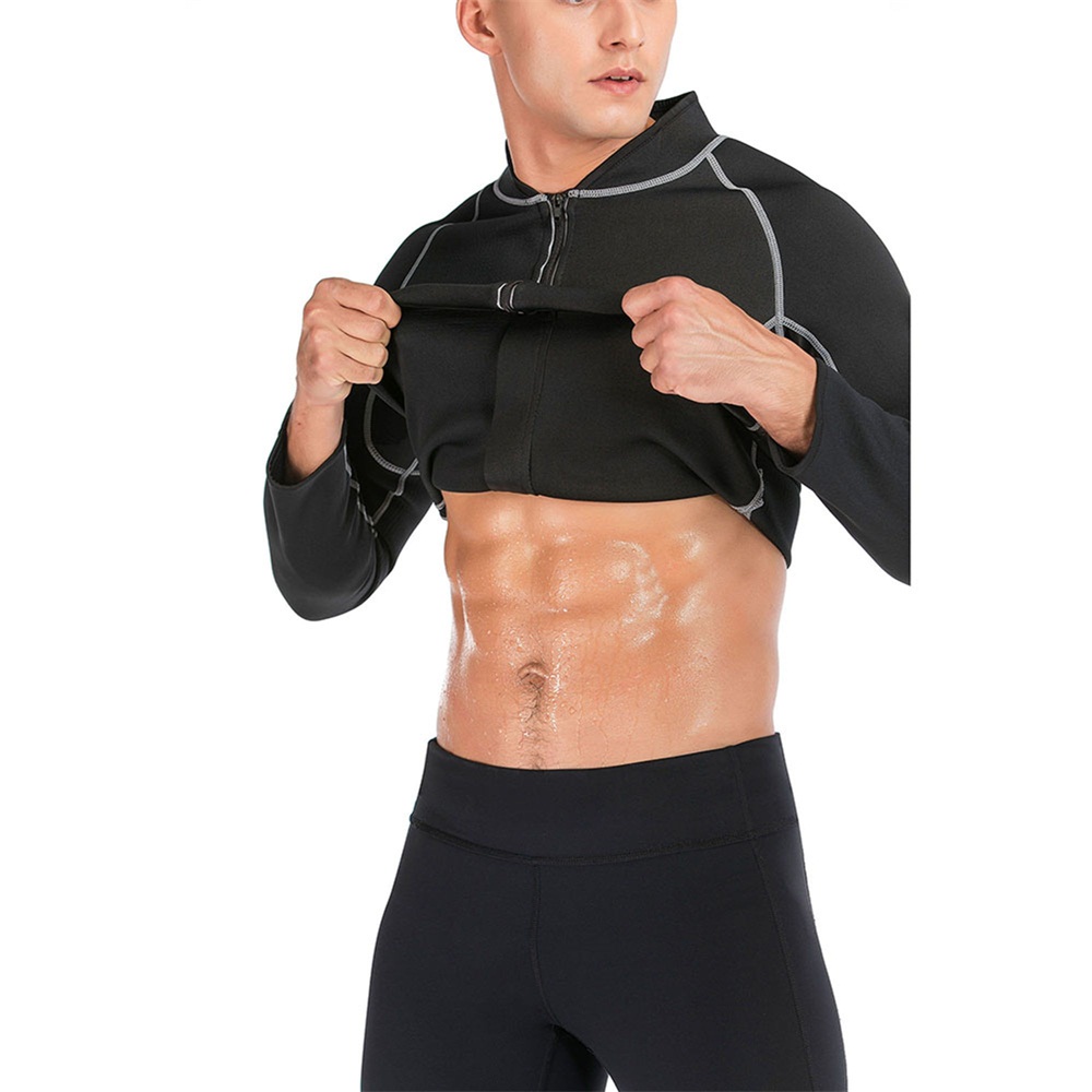 Men Sweat Sauna Shirt Shaper Neoprene Long Sleeves Gym Wear for Core ...