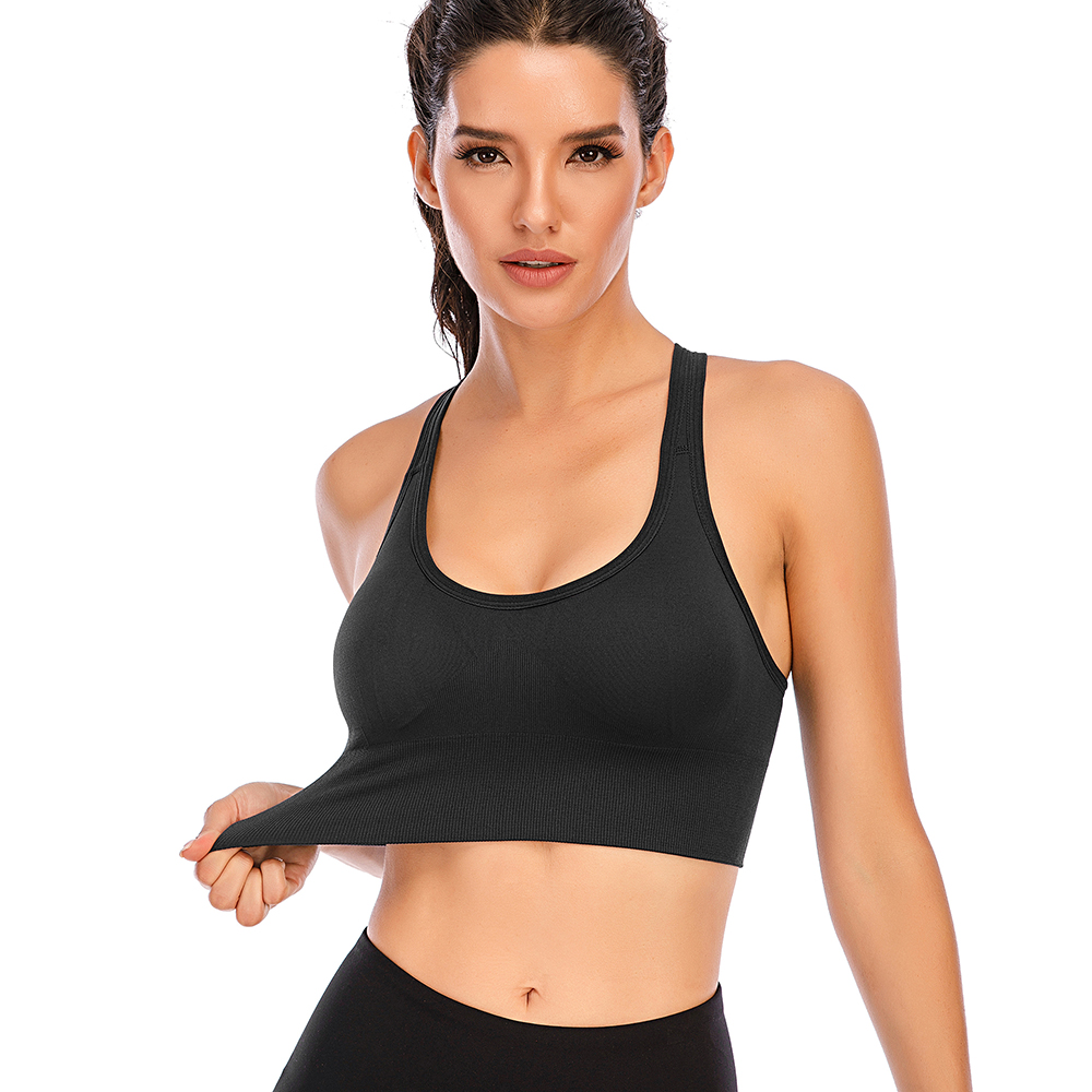 New Womens Seamless Sports Bras High Impact Running Crop Tops Padded