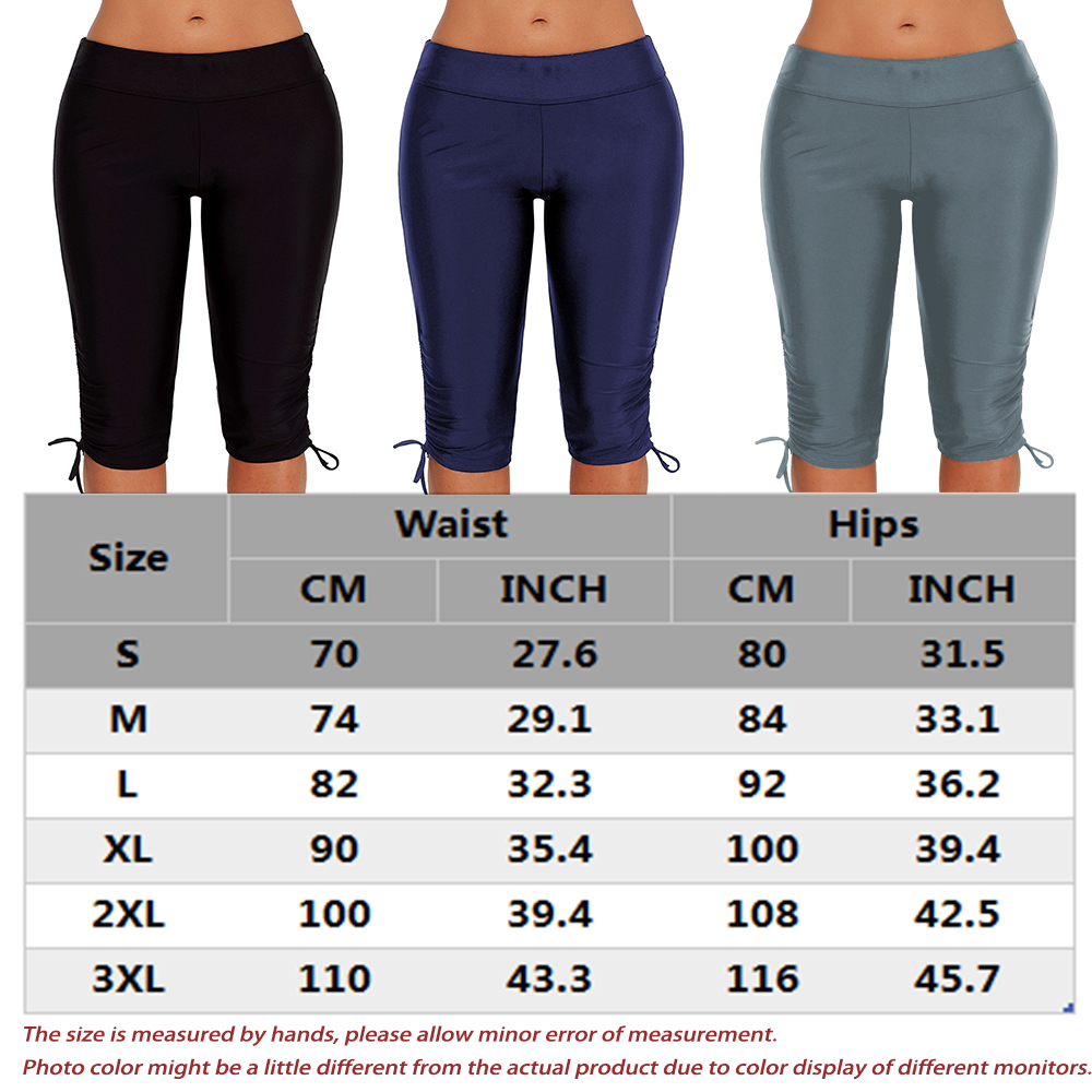Lady Swim Trunks Plus Size Five-Point Pants Beach Hot Swimming Pant Solid S-3XL - Picture 15 of 15