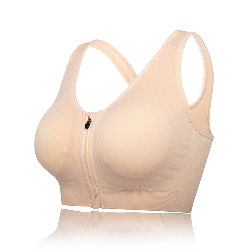 Women Padded Sports Bra Front Zip Seamless Yoga Gym Workout Adjustable Strap Top - Picture 18 of 20