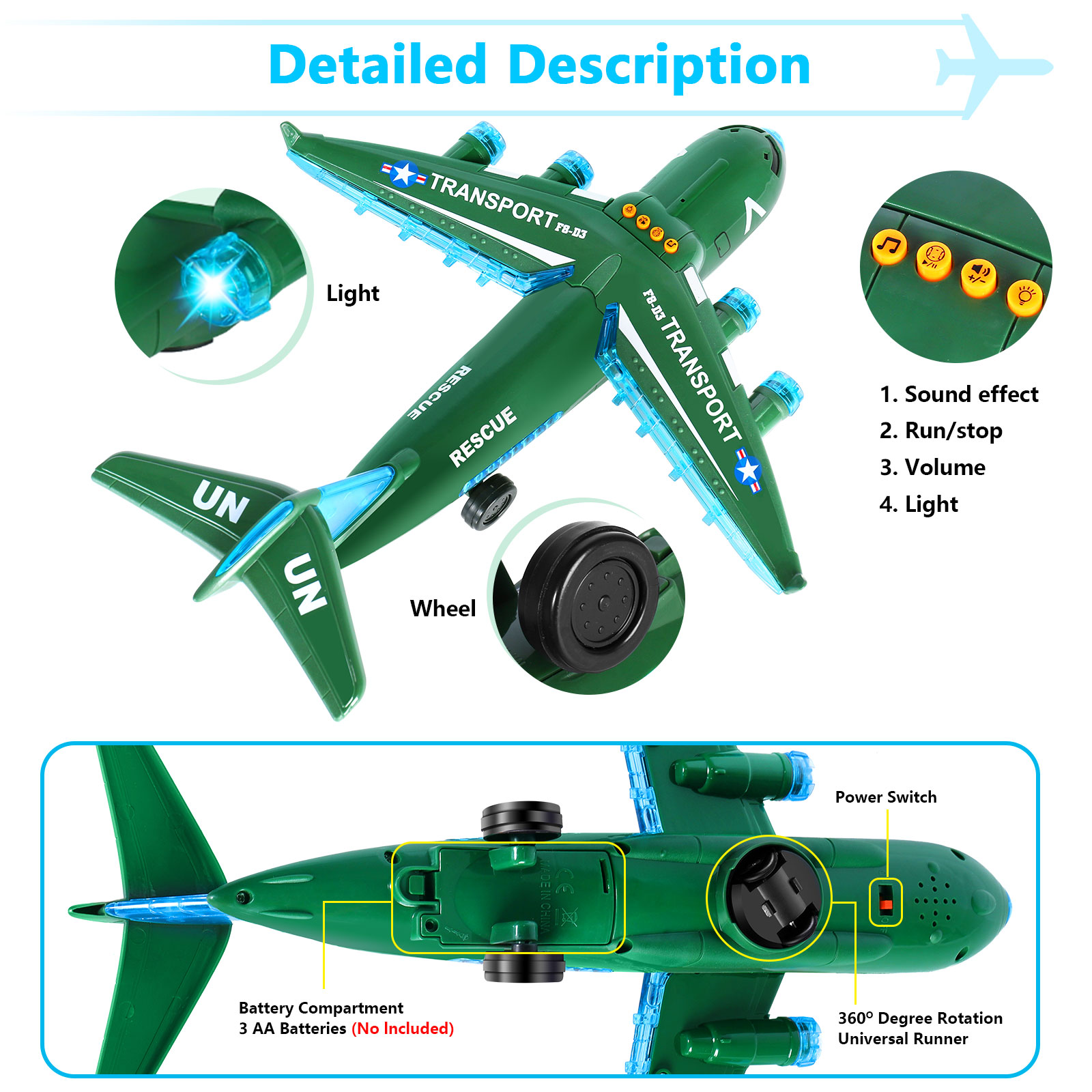 Toys Airplane for Boys Girls, 360 Degree Rotation Airplane with Remote Control - Picture 11 of 21